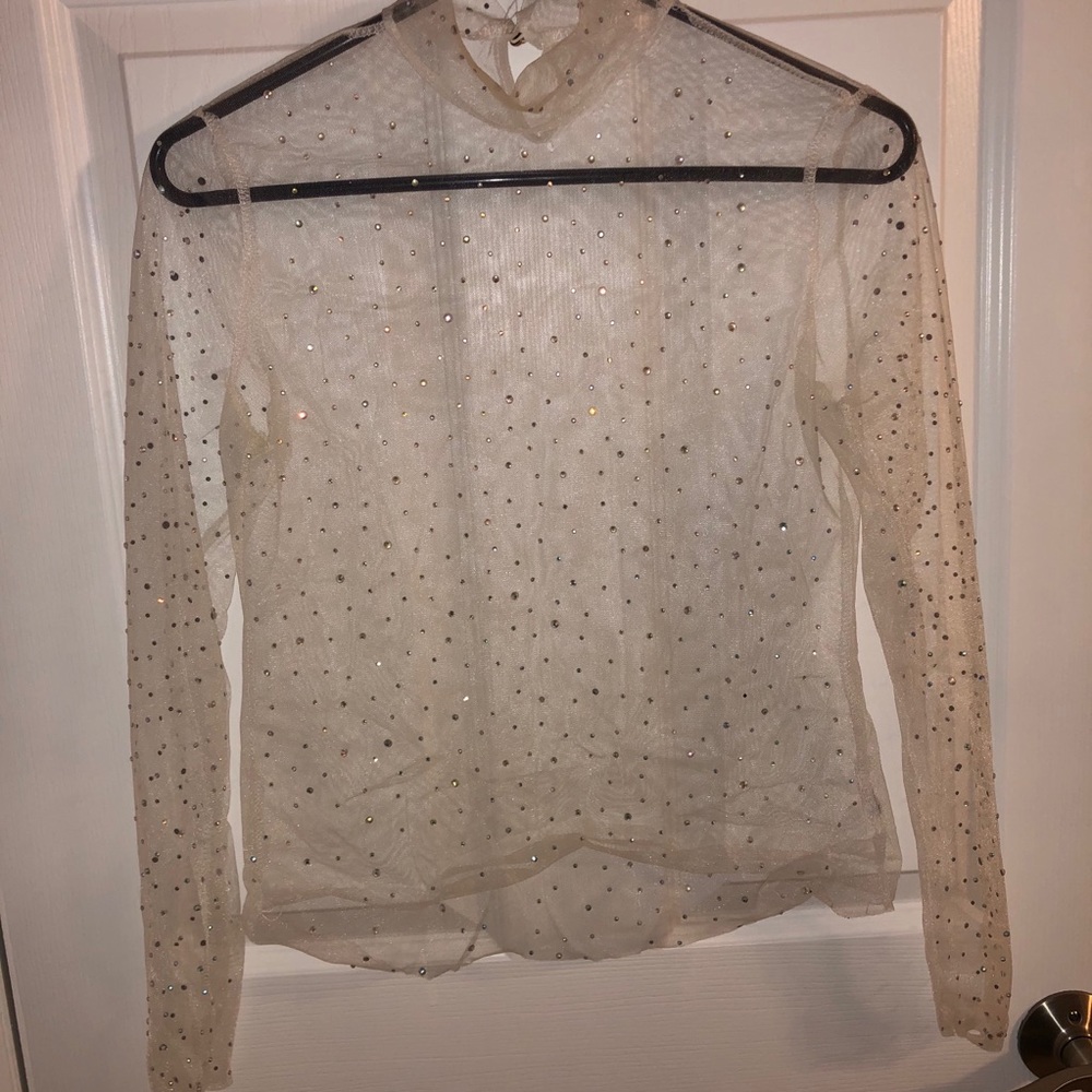 Sheer Rhinestoned Party Top